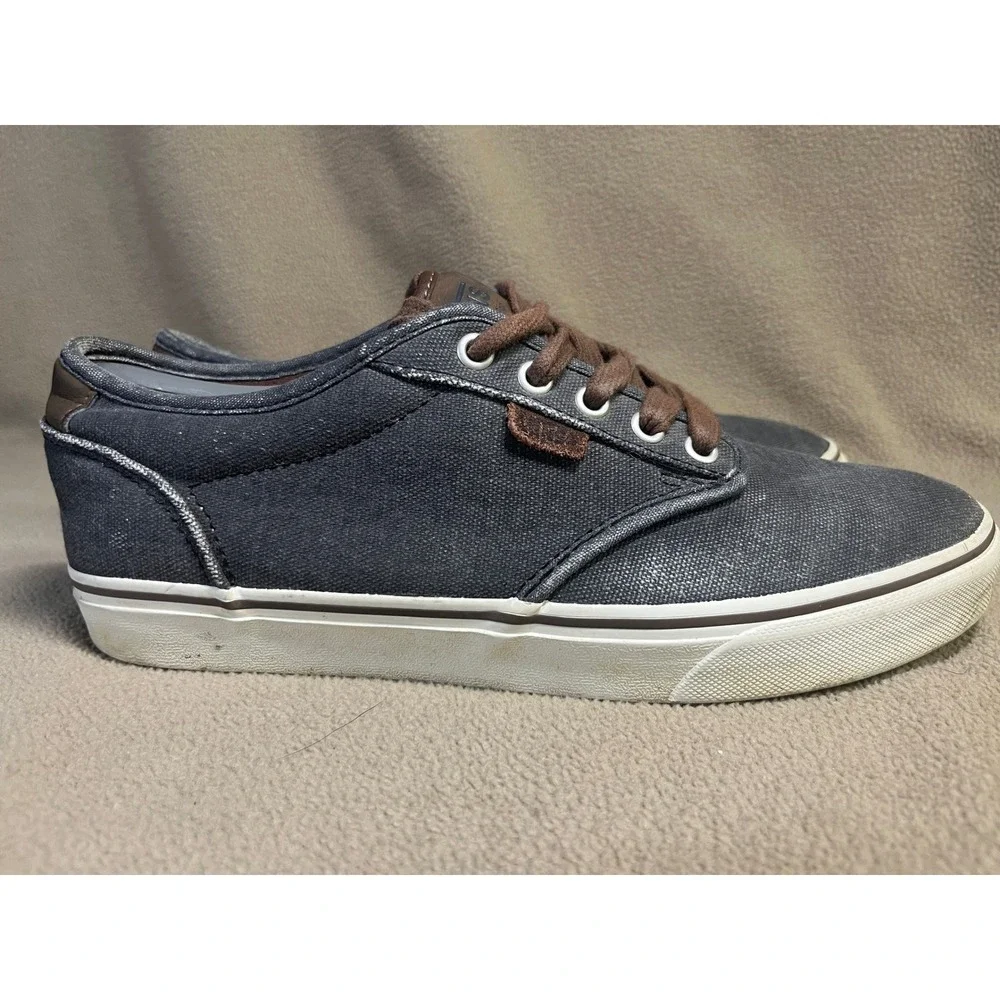 Vans Off The Wall Mens 9 Charcoal Grey Brown‎ Canvas Low Top Skate Shoes